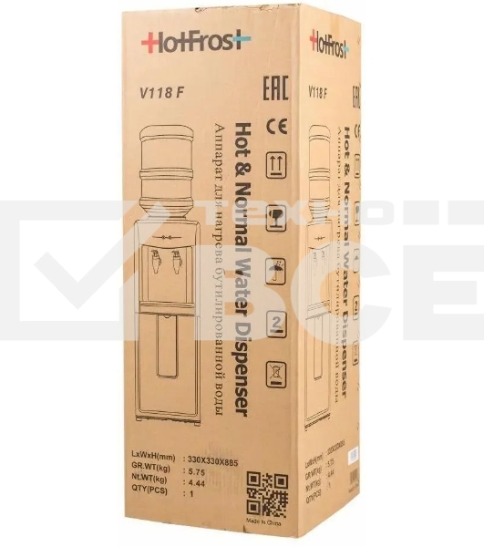 Кулер для воды Hotfrost V118F напольный, внутренний трубчатый, «push» - кран, белый