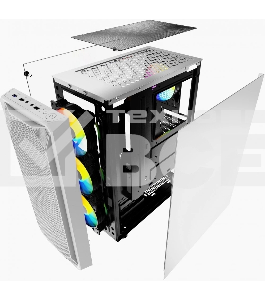 Компьютерный корпус Powercase Mistral Z4 White, Tempered Glass, Mesh, 4x 120mm 5-color LED fan, белый, ATX (CMIZW-L4)