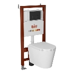 Комплект BAU 6 в 1: инсталляция BAU PRO, унитаз подвесной торнадо Bau Nimb Hurricane-3, сиденье дюропласт микролифт, клавиша BAU Hotel, черный матовый, фото 1