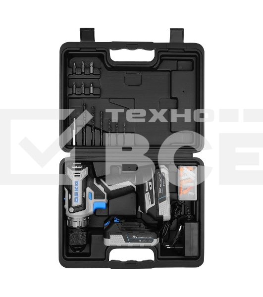 Аккумуляторная дрель-шуруповерт DEKO DKCD20V ONE + в кейсе + набор 63 инструмента для дома, 20В, 2x2.0Ач