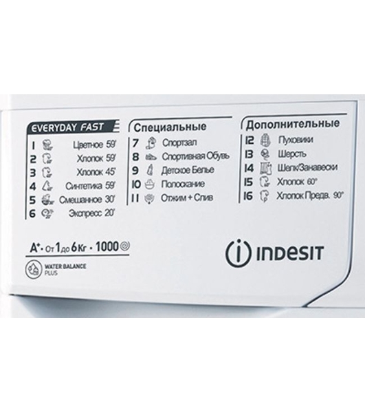 Стиральная машина Indesit MSD615 6 кг, 1000 об/мин, цифровой дисплей, белый