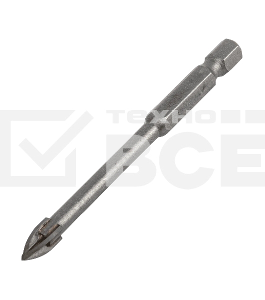 Сверло по керамической плитке Denzel 6 мм, крестовая пластина, 6-гр. хвостовик