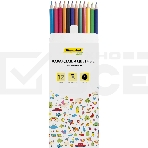 Карандаши цветные Silwerhof Eco 2.6 мм, шестигранный профиль, пластик, ассорти, 12 цветов, коробка с европодвесом, фото4