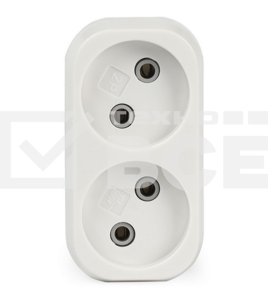 Плоский разветвитель Smartbuy (SBE-10-A02-2) 2 гнезда без заземления плоский 10А 250B