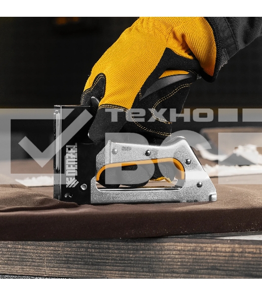 Степлер металлический Denzel скобы в комплекте, 2К рукоятка, тип 53, 6-10 мм