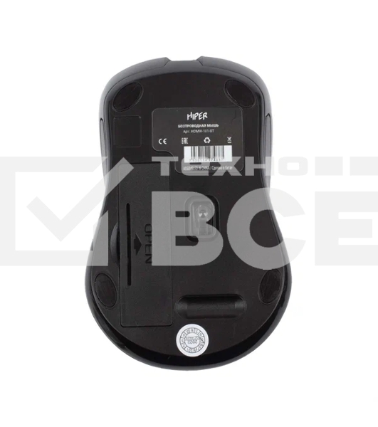 Мышь беспроводная HIPER HOMW-101-BT черный, 1600 dpi, радиоканал, USB, кнопки - 4