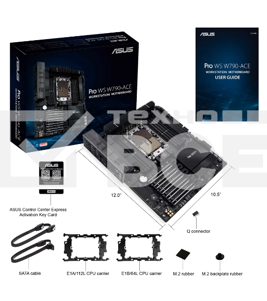 Серверная материнская плата ASUS Pro WS W790-ACE, LGA 4677, Intel W790, 8xDDR5, 4xSATA, 2xM.2, 5xPCIe 5.0 x16, 1xLAN 2.5Gb, 1xLAN 10Gb, 2xUSB 2.0 (9 pin), 1xUSB 3.2 Gen 1 (19 pin), 1xUSB 3.2 Gen 2x2 Type-C, 3.5 мм x5, SSI-CEB