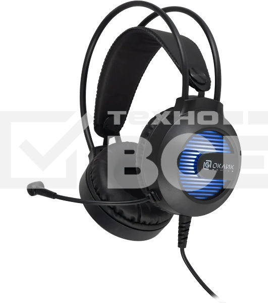 Наушники с микрофоном Оклик HS-L300G Black черный 2.2м мониторные USB оголовье (1796949)