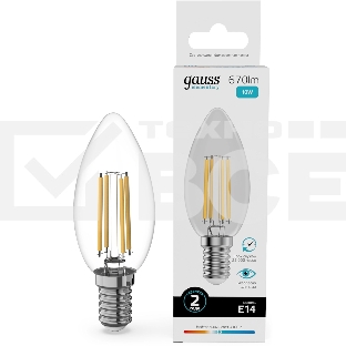 Лампа филам. Gauss Filament 10Вт цок.:E14 свеча св.свеч.бел.нейт. (упак.:10шт) (32120)