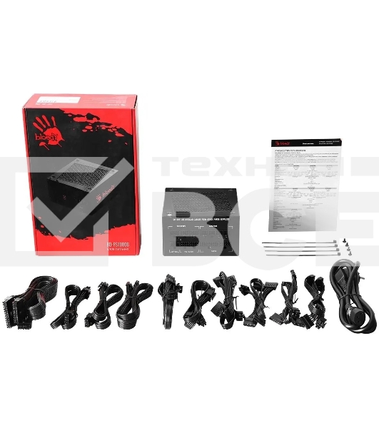 Блок питания Bloody BD-PS1250P, 1250 Вт, 80 PLUS Platinum, 140мм, модульный, черный