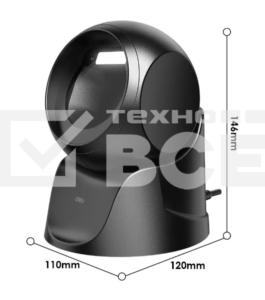 Сканер штрих-кода DELI ES231 проводной, USB, чёрный