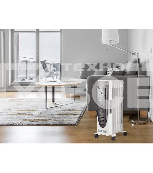 Масляный обогреватель Ballu Turbo BOH/TB- 07FH 1500 (7 секций), белый, 1500 Вт, 24 м2, механический термостат