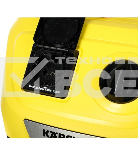 Строительный пылесос Karcher WD 3 P V-17/4/20 желтый, 1000 Вт, уборка сухая/сбор воды, пылесборник мешок/контейнер, 17 л