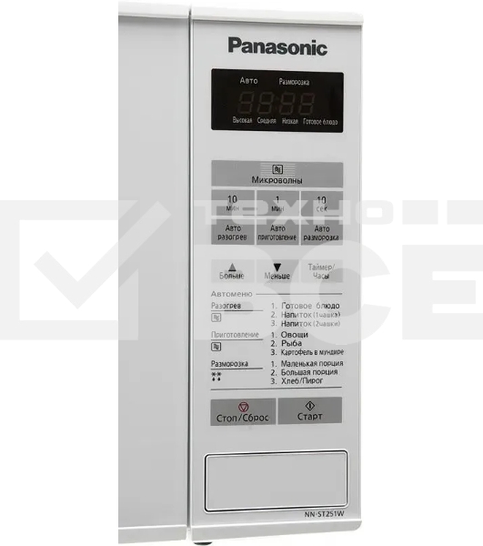 Микроволновая печь Panasonic NN-ST251WZPE белый, 20 л, 800 Вт, переключатели - сенсор