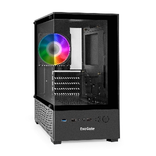Компьютерный корпус Minitower ExeGate i3 SEA LE-NPX500 (mATX, БП 500NPX, 1хUSB+1хUSB 3.0, HD аудио, черный, передняя и боковая панели - закаленное стекло)