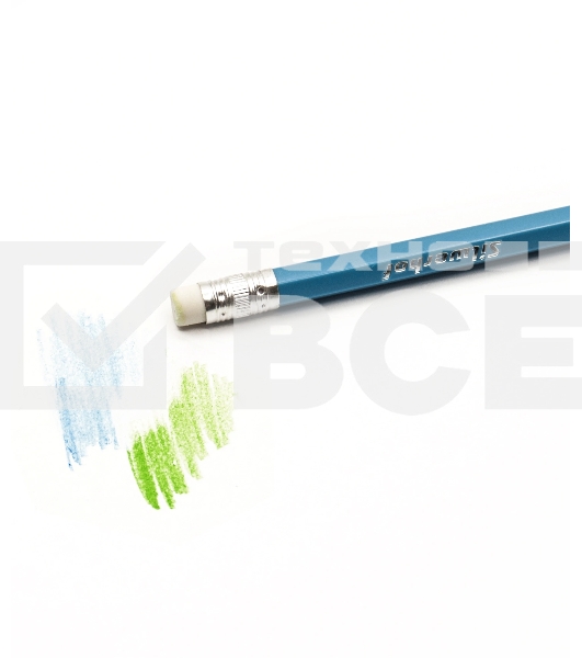 Карандаши цветные Silwerhof Create 3мм, шестигранный профиль, пластик, ассорти, 12 цветов, коробка с европодвесом ластик