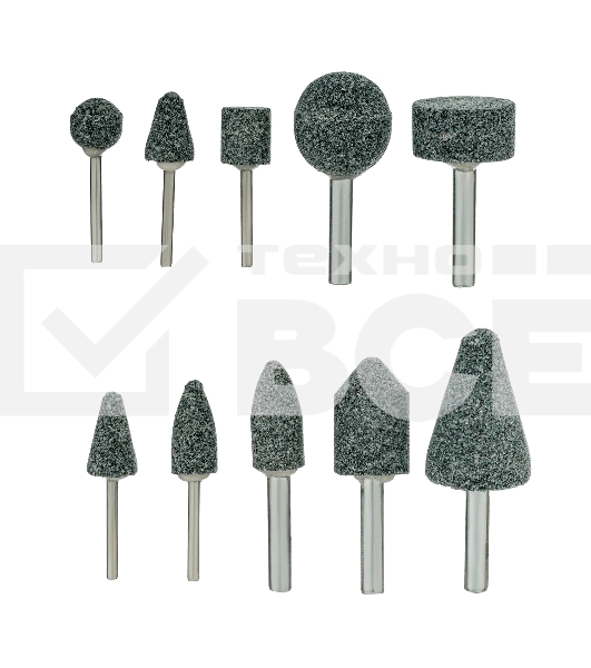 Набор шарошек Denzel абразивных для дрели (ПШМ), 63С, 10 шт.
