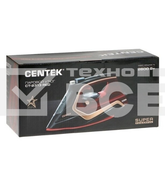 Утюг Centek CT-2313 RED 2600 Вт керамическая подошва, 350мл, паровой удар, самоочистка, капля-стоп
