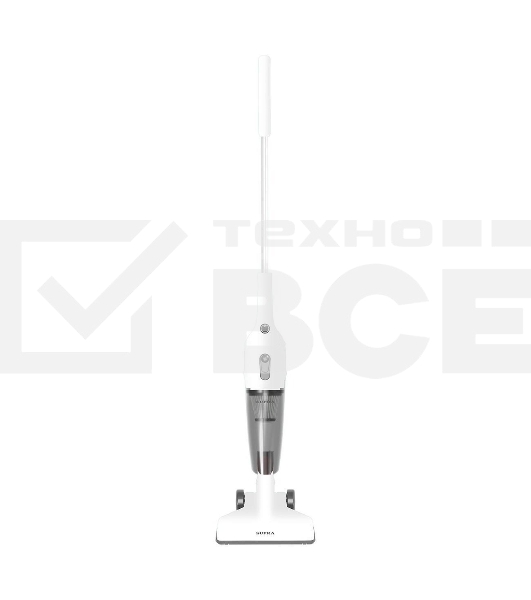 Пылесос вертикальный проводной SUPRA VCS-1044 белый, питание от сети, 650 Вт, уборка сухая, пылесборник 1 л