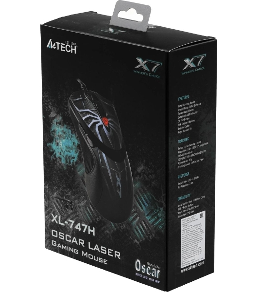 Мышь проводная A4Tech XL-747H синий, 3600 dpi, USB, кнопки - 7