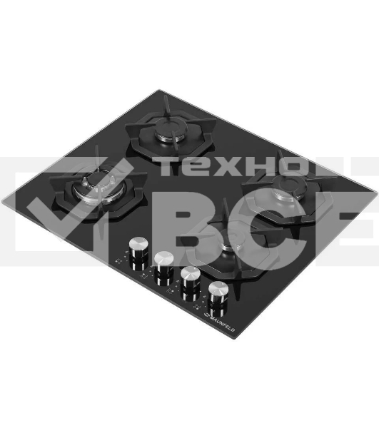 Газовая варочная панель Maunfeld EGHG.64.23CB/G, 4 конфорки, закаленное стекло, черный
