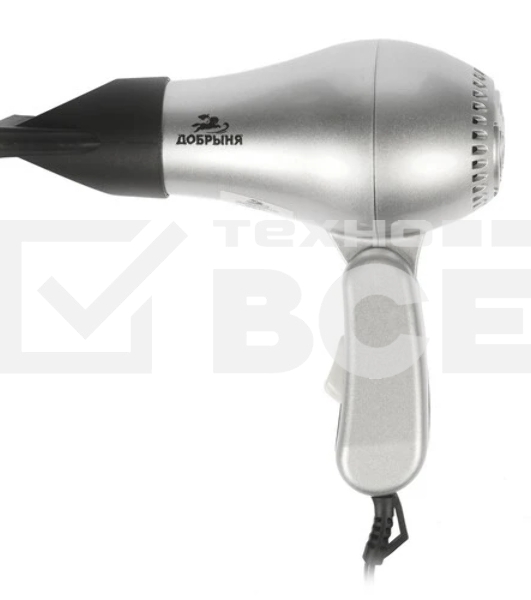 Фен Добрыня DO-2007 серебристый/черный, 1200 Вт, компактный