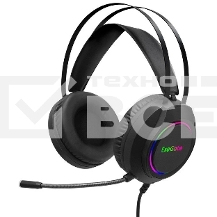 Гарнитура Exegate Cosmos HS-702GL чёрный, проводная, USB, виртуальный звук 7.1, подсветка