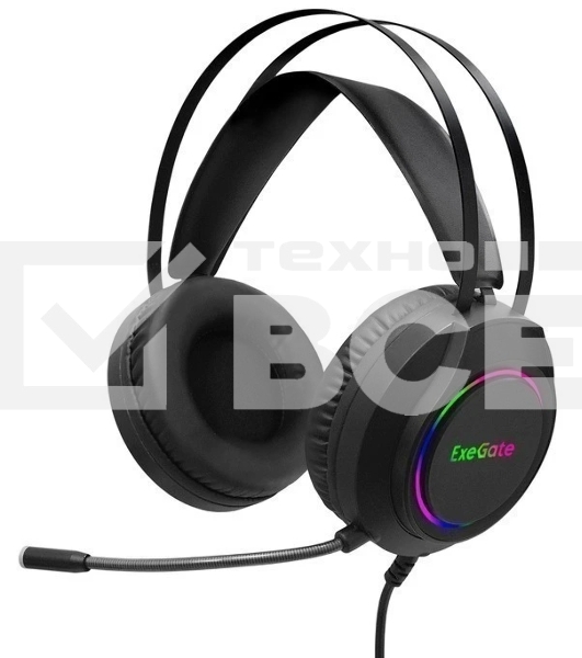 Гарнитура Exegate Cosmos HS-702GL чёрный, проводная, USB, виртуальный звук 7.1, подсветка