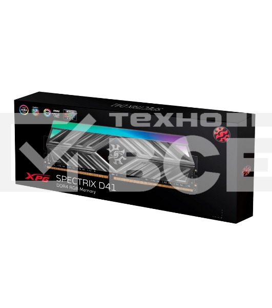 Оперативная память XPG Spectrix D41 RGB, DDR4, 16GB (1x16GB), 3200MHz, CL16, UDIMM, с радиатором, RGB, серый