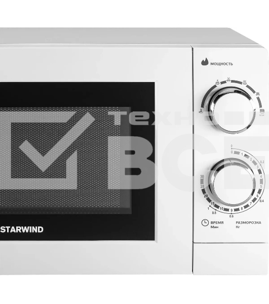 Микроволновая печь Starwind SMW3820 белый, 20 л, 700 Вт, переключатели - поворотный механизм