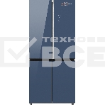 Холодильник Weissgauff WCD 590 NoFrost Inverter Premium Biofresh Blue Glass синий трёхкамерный 359/180 л морозилка снизу, фото 1