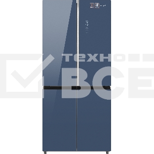 Холодильник Weissgauff WCD 590 NoFrost Inverter Premium Biofresh Blue Glass синий трёхкамерный 359/180 л морозилка снизу