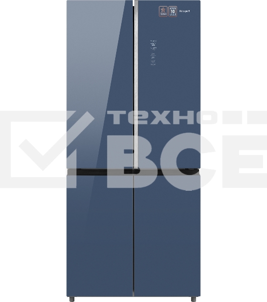 Холодильник Weissgauff WCD 590 NoFrost Inverter Premium Biofresh Blue Glass синий трёхкамерный 359/180 л морозилка снизу