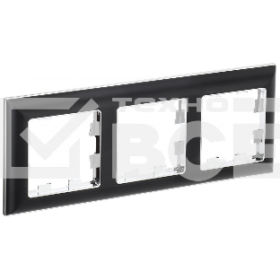 Рамка 3-местная IEK BRITE РУ-3-Бр DECOR 3D-форма черный/хром