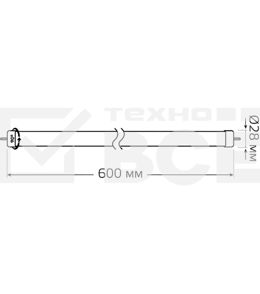 Лампа светодиодная Gauss Elementary T8 10Вт 6500К G13 800лм 600мм стекло поворотная