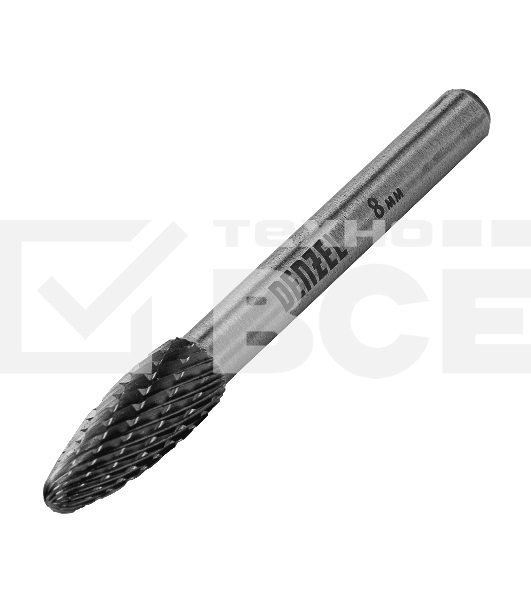 Борфреза по металлу Denzel твердосплавная, элипсообразная, тип-H, 8 мм