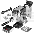 Кофеварка рожкового типа электрическая Endever Costa-1089, объем-1,2л, цвет стальной/черный, мощность 1350 Вт, давление 20 бар, фото5