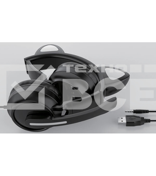 Гарнитура QUMO Game Cat чёрный, проводная, USB, подсветка