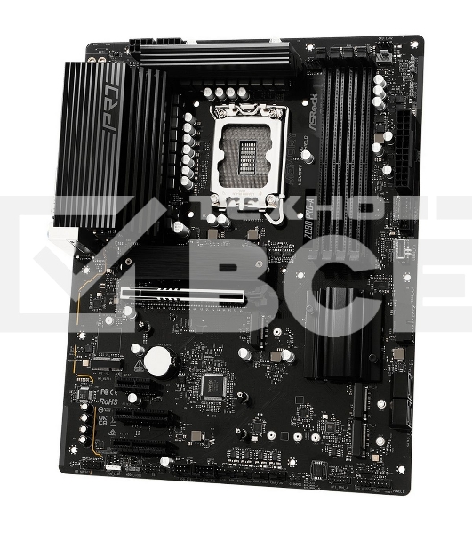 Материнская плата ASRock Z890 Pro-A , LGA 1851, Intel Z890, 4xDDR5, 4xSATA, 4xM.2, 1xPCIe 5.0 x16, 2xPCIe x4, 1xPCIe x1, 1xUSB-C 3.2 Gen 2x2, 1xUSB-A 3.2 Gen 2, 2xUSB-A 3.2 Gen 1, 4xUSB 2.0, 1xHDMI, 1xDP, 1x2.5Gb LAN, 3x3.5 мм, 7.1, ATX
