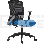Кресло компьютерное Cactus CS-MC333-BKBL черный, сиденье темно-синий, сетка/ткань, низк.спин. крестов. пластик, пластик черный, фото 1