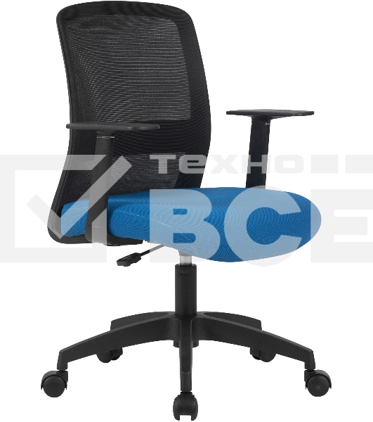 Кресло компьютерное Cactus CS-MC333-BKBL черный, сиденье темно-синий, сетка/ткань, низк.спин. крестов. пластик, пластик черный