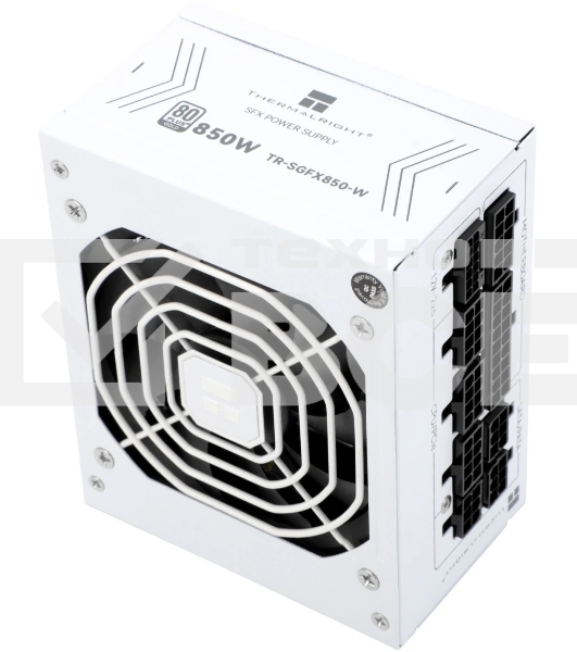 Блок питания Thermalright, 850W 80+ Gold (SFX, 3.1, PCIe 5.1, Full modular, 1x24(20+4)pin, 1xCPU 8(4+4)pin, 2xPCIe*2 8(6+2)pin, 1x12VHPWR PCIe 5.1 12+4pin 600mm, 3xSATA3, 3xMOLEX4pin, Active, 92x92mm, 100x125x64mm, APFC, OPP, OVP, OTP, OCP, SCP, UVP, whit