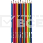 Карандаши цветные Silwerhof Eco 2.6 мм, шестигранный профиль, пластик, ассорти, 12 цветов, коробка с европодвесом, фото5