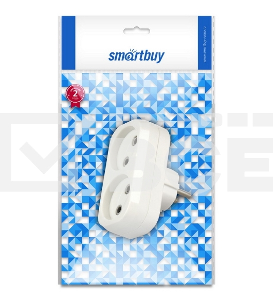 Плоский разветвитель Smartbuy (SBE-10-A02-2) 2 гнезда без заземления плоский 10А 250B