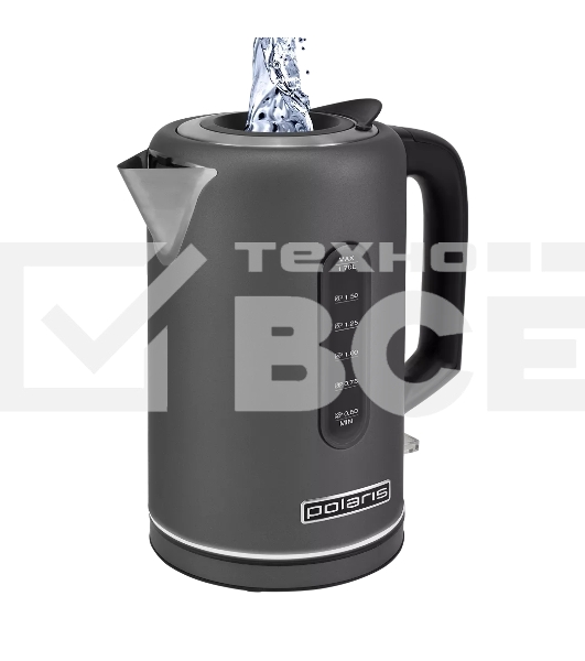 Чайник электрический Polaris PWK-1729СA графитовый, 2200W, 1,7 л, ВЕРХ. ЗАЛИВ, нерж.