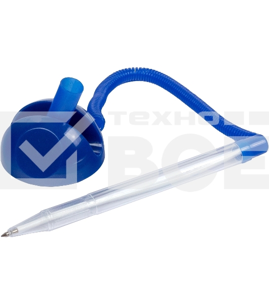 Ручка шариковая Silwerhof Eco синий d=0.7мм, синие чернила, индивмдуальный пакет с европодвесом, на подставке, сменный стержень, линия 0.5мм