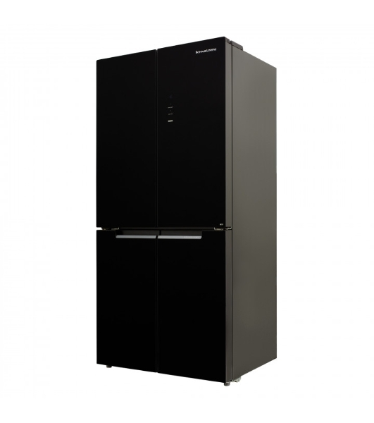 Холодильник Schaub Lorenz SLU X490GY3EI черное стекло трехкамерный 300/124л морозилка снизу, No Frost, Side by Side