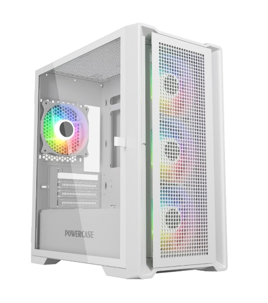 Компьютерный корпус Powercase Alisio Micro X4W V2, Tempered Glass, 4х 120мм ARGB fans, ARGB HUB, белый, mATX (CAMCXW-A4)