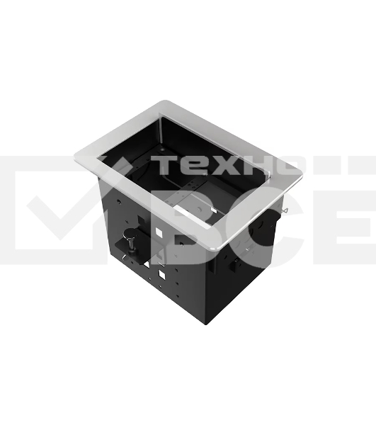 Прямоугольный металлический корпус Wize Pro [WRTS-06BOX-S] для модульной системы врезного лючка в стол с убирающейся крышкой для установки до 6 модулей-вставок, преустановленная рамка, серебристый