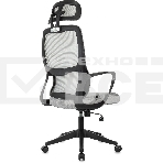 Кресло руководителя Бюрократ Wise серый, сетка/ткань, с подголов. крестов. пластик, фото18